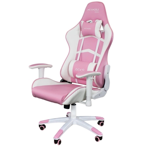 Cadeira Gamer Mx5 GiratÓria Branco Rosa Mymax