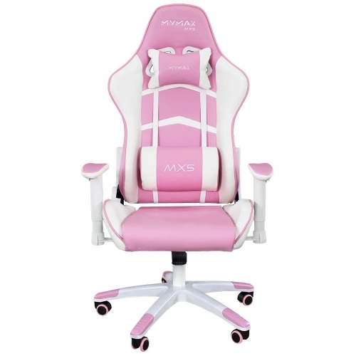 Cadeira Gamer Mx5 GiratÓria Branco Rosa Mymax